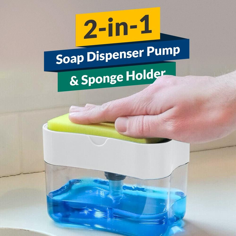 2-in-1 Kitchen Soap Dispenser With Sponge | Soap Pump Holder