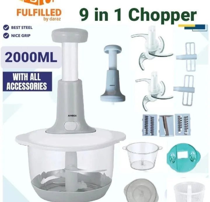 9-in-1 Vegetable Chopper, Cutter, Slicer & Grater - Multi-Function Kitchen Tool for Easy Food Preparation
