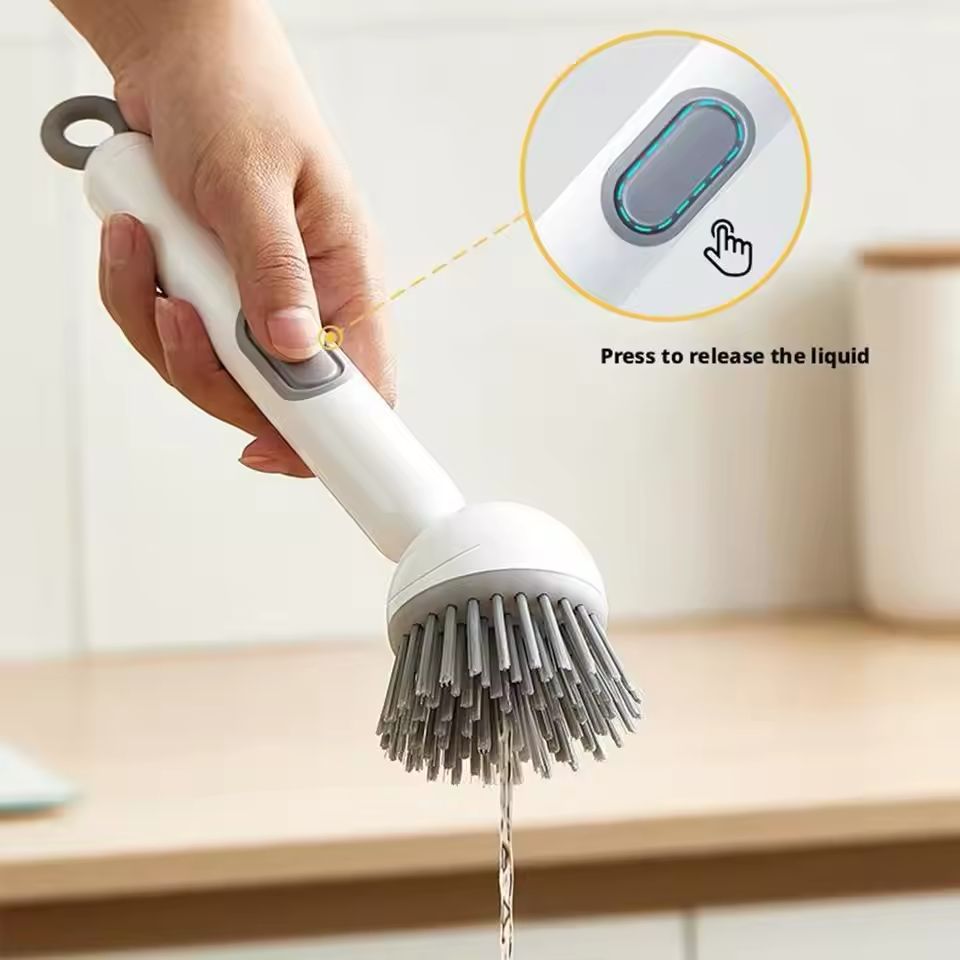 Dish Washing Adjustable Handle Brush With Soap Dispenser