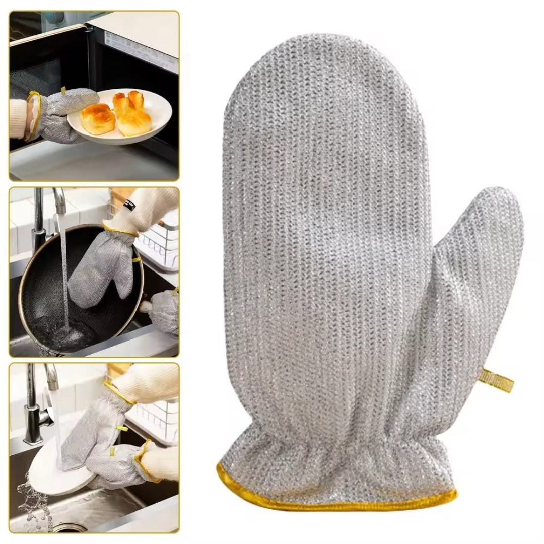 Wire Scrubber Dishwashing Mitts – Heat-Resistant, Reusable Steel Cleaning Gloves for Pots, Pans & Kitchen Deep Cleaning